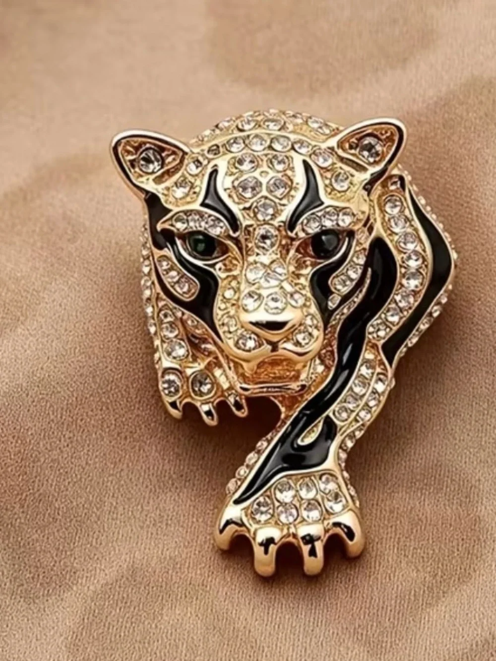 Wild Panther Brooch w/crystals & rhinestones